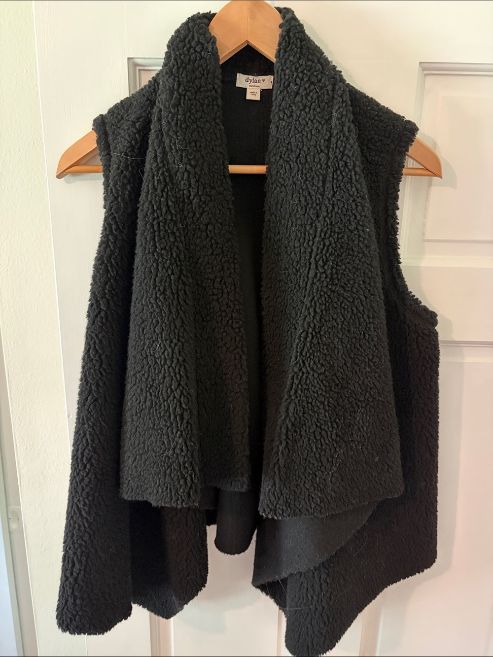 dylan Black Sherpa Open-Front Vest